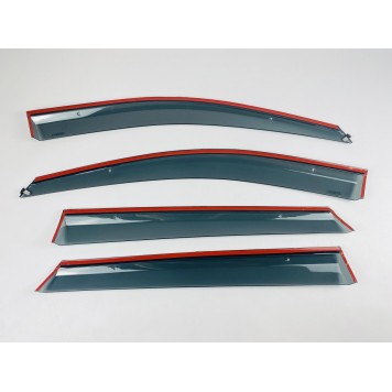 Дефлектори вікон Hyundai Santa Fe 2012-2018 з нерж. хром полоскою-1